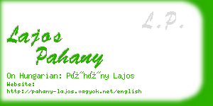 lajos pahany business card